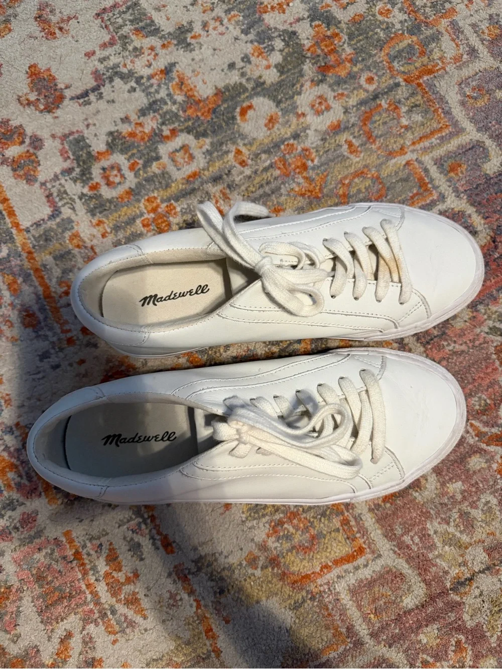 Madewell White Leather Lace-Up Sneakers